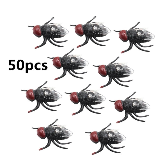 ToysYGift 50Pcs Fake Fly Flies Bug Plastic Mock Insects Reptile Joke ...
