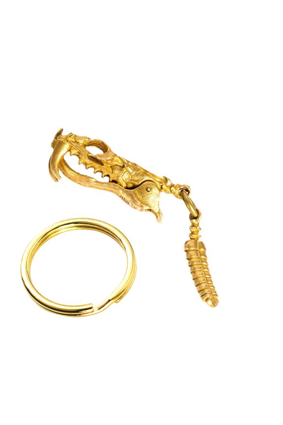 Brass Metal Men's Car Keychain Snake Skull Rattlesnake Tail Keychain Heavy Duty Car Key Holder Cool Animal Keychain for Car Motorcycle Key