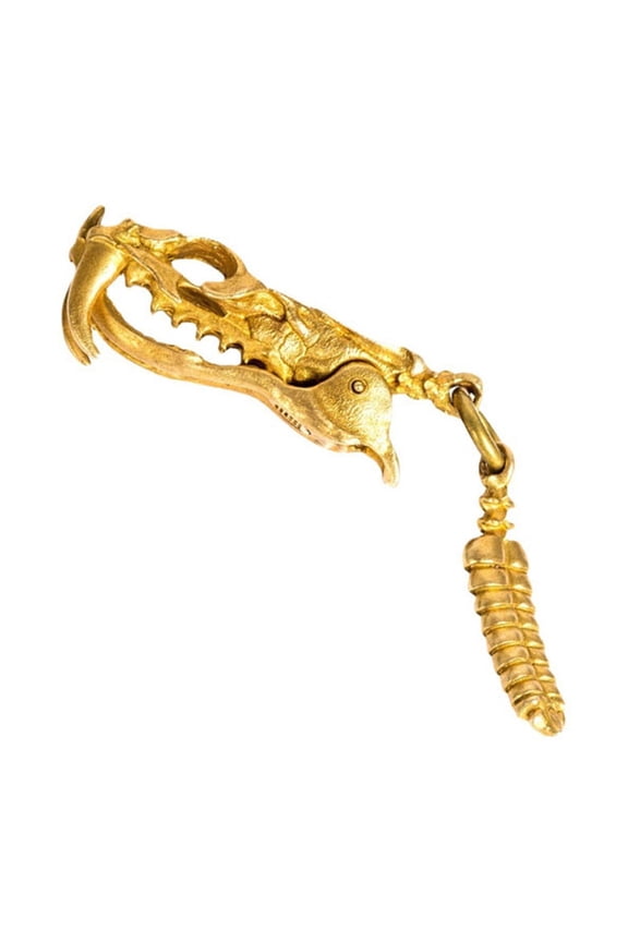 Brass Metal Men's Car Keychain Snake Skull Rattlesnake Tail Keychain Heavy Duty Car Key Holder Cool Animal Keychain for Car Motorcycle Key