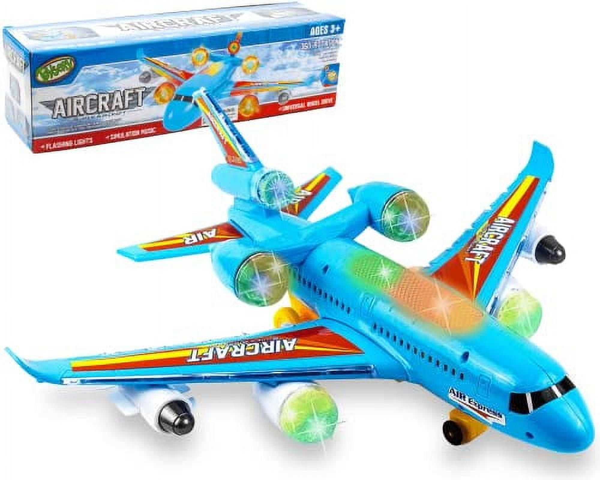 Toysery Airplane Airbus Toy for Kids - Bump and Go Action with 360 Degree Rotation - Plane with Attractive LED Flashing Lights and Sounds for Boys & Girls,