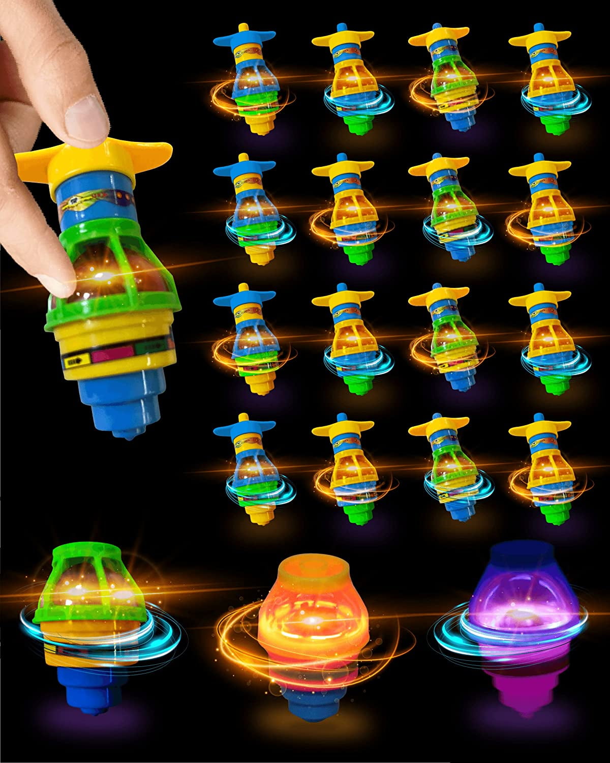 Toysery Gyroscope Spinner Toys with Flashing LED Lights 20 Pieces
