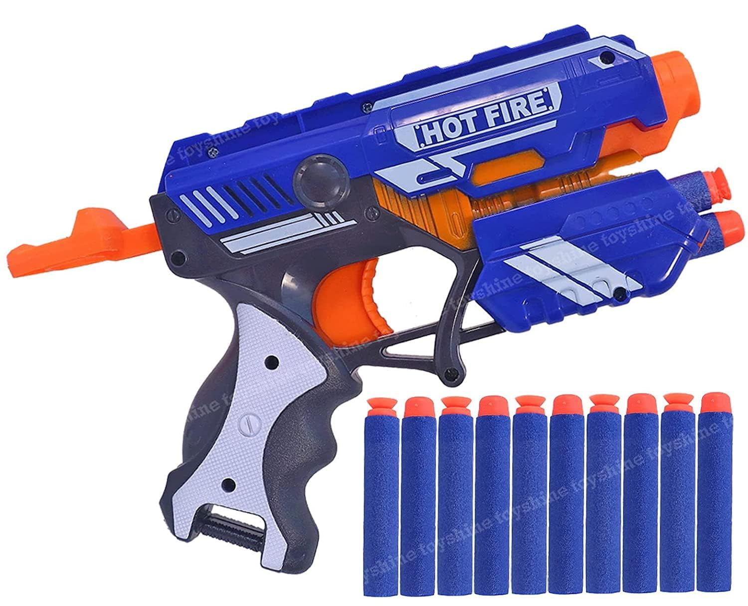 Toyshine Foam Blaster Gun Toy, Safe and Long Range, 10 Bullets - Multicolor