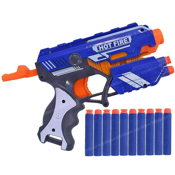 Toyshine Foam Blaster Gun Toy, Safe and Long Range, 10 Bullets - Multicolor