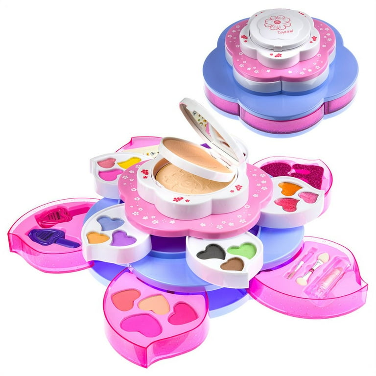 Toysical Kids Makeup Kit for Girls Flower Shaped Non Toxic Play Makeup Set for Girls Little Girls Makeup Kit for Kids