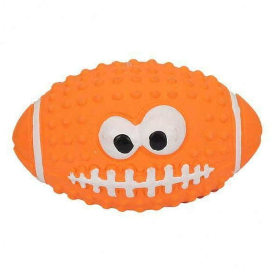 Stgfyxgs 4xDog Toy Bite Resistant Rubber Squeaky Ball Bite Toy Teething Exercise Orange Rugby 4 Pcs