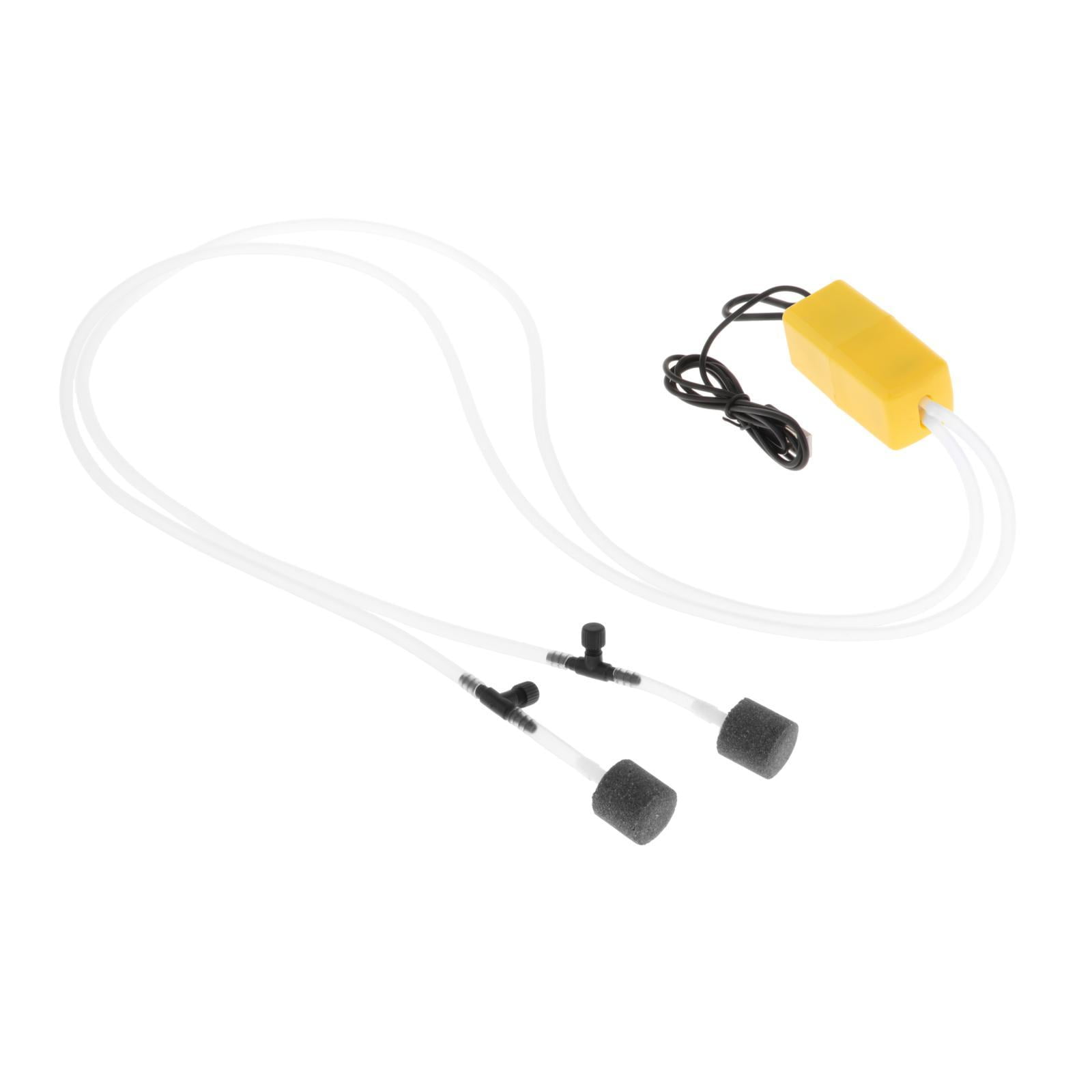 Toysmith Aquarium Air Pump Dual Outlet Accessories with 1M Hose Compact Size Silent Oxygenation
