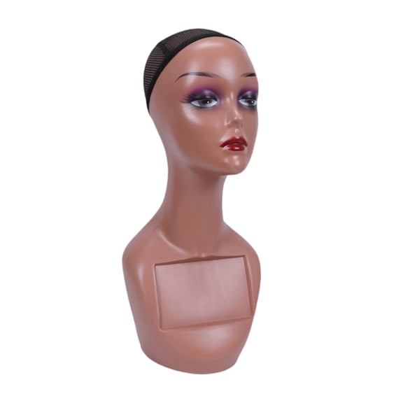 Stgfyxgs Bald Mannequin Head Display Model Smooth Surface Professional Cosmetology Face Holder for Jewelry Scarves Salon Home Props brown