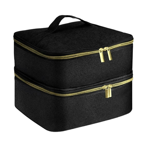 Toysmith Carrying Tote Bag Storage Bag Cosmetic Case Nail Polish Organizer Case,Zipper Pocket for Manicure Tools,Brushes,Essential Oil Black