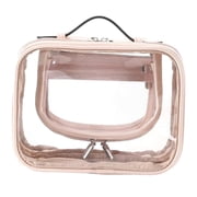 Stgfyxgs Clear Cosmetic Bag with Pockets Transparent Storage Bag for Daily Use Home Women Pink