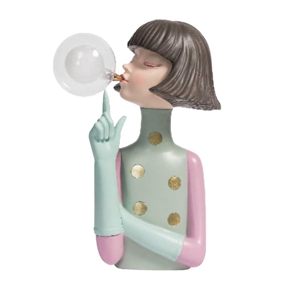 Toysmith Creative Night Light Resin Table Lamp Girl Statue Birthday Gift Lighting Bedside Lamp Desktop Decoration for Entryway Bedroom light green