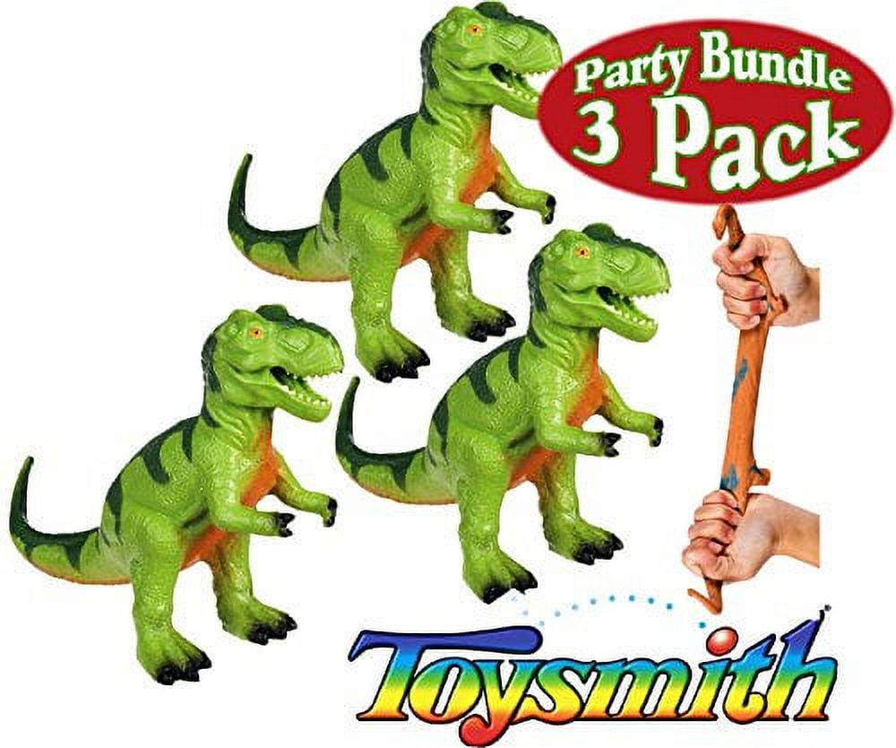 Toysmith Dinosaur Squishimals TRex (Tyrannosaurus Rex) Gift Set Party Bundle 3 Pack