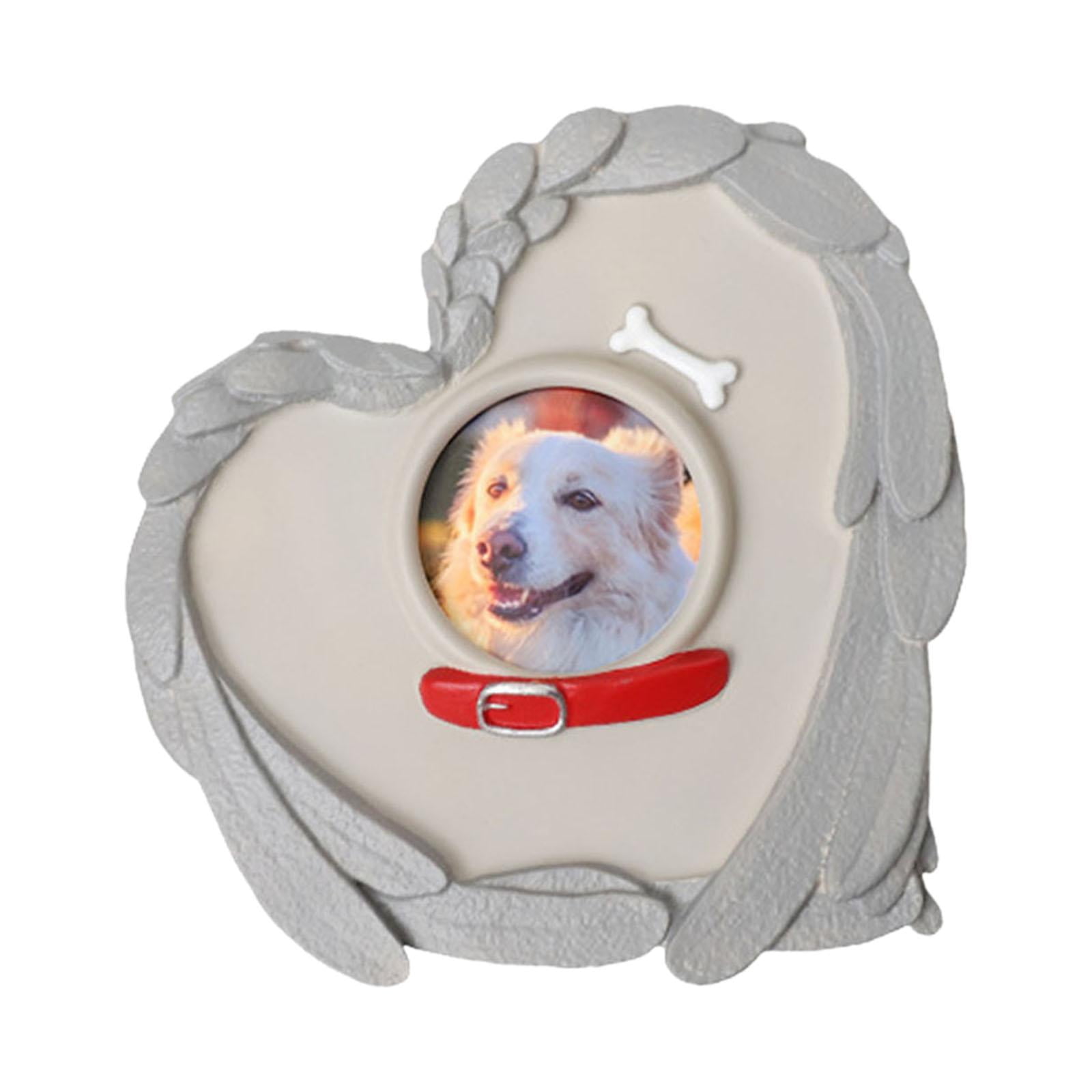 Personalized Memorial God & Dog/Cat Sitting On Moon Heart-Shaped Acrylic Plaque - Up to 5 Pets - Memorial Gift Idea For Loss Dog/Cat