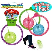 Toysmith Flashing Skip Ball Purple/Green, Green/Pink & Blue/Pink Complete Gift Set Bundle - 3 Pack