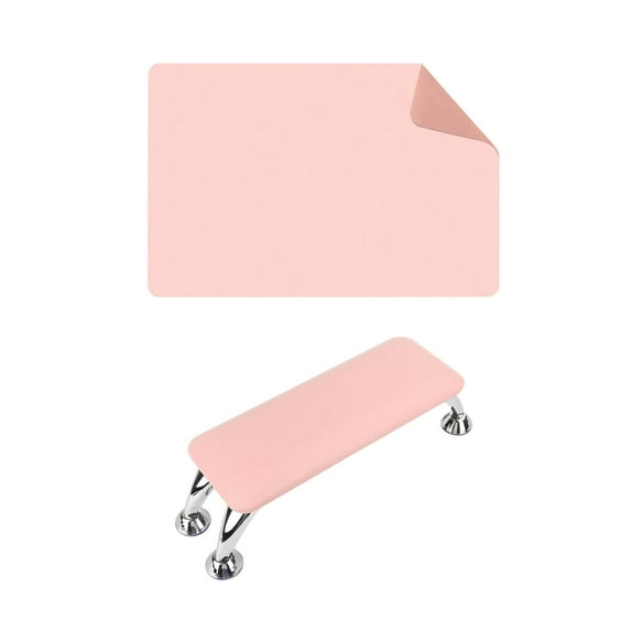 Toysmith Nail Arm Rest, PU Leather Manicure Hand Pillow with Pad, Professional Nail Rest Cushion Table Desk Station for Acrylic Nails Pink