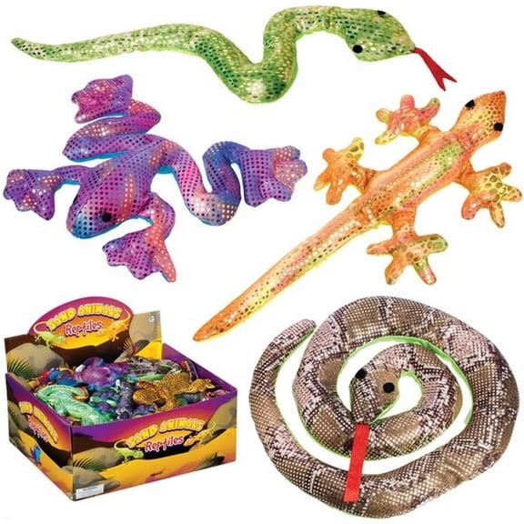 Toysmith Sandpets Reptiles, Ages 3+, Assorted Sizes 6–12 In, Sand-filled Shimmering Fabric