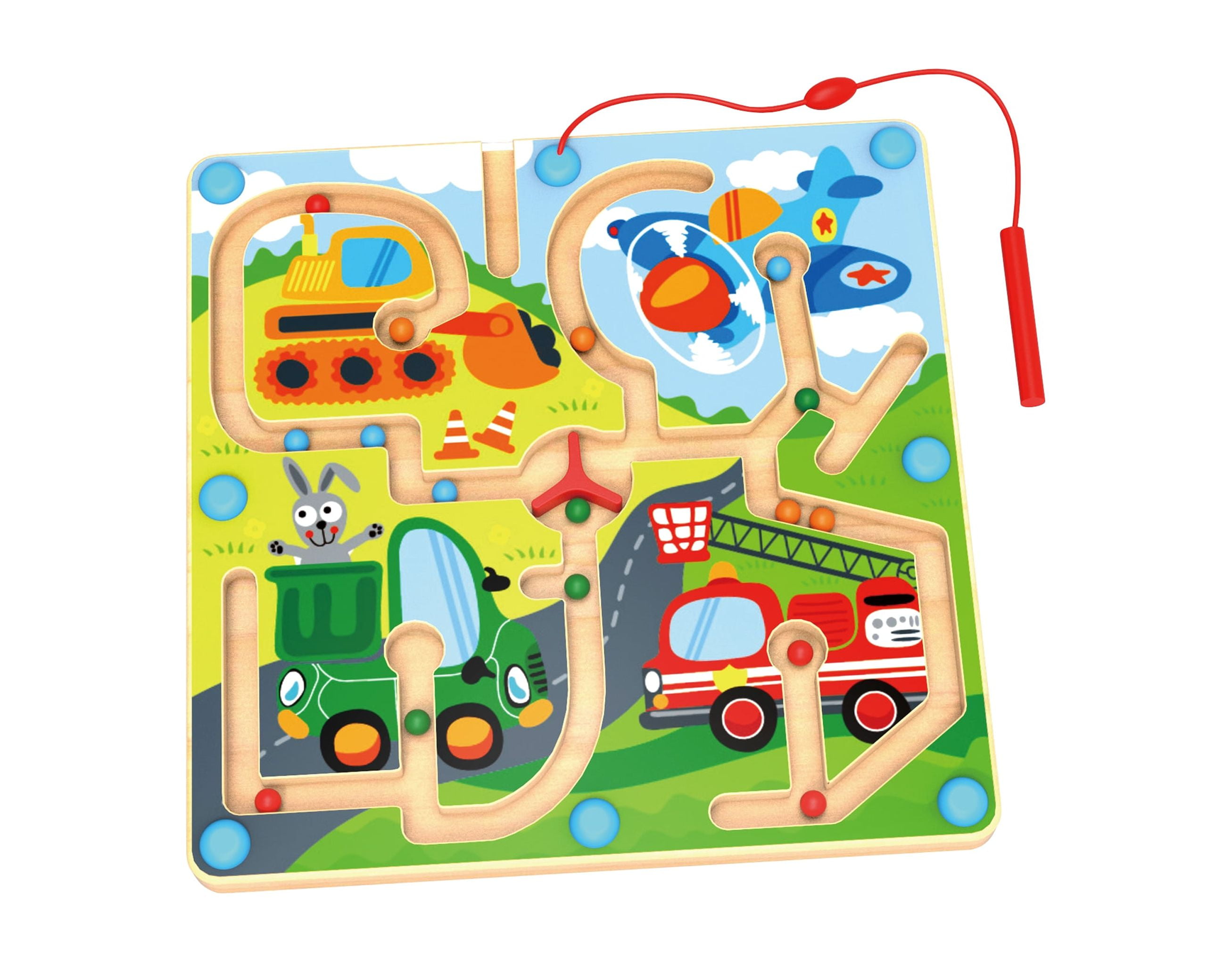 Toysters Wooden Bead Vehicle Maze Puzzle for Toddlers Kids