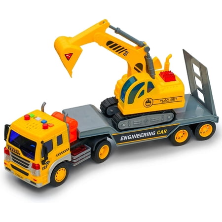 Toythrill Friction Powered Flatbed Truck Vehicle Playset (2 Pieces)