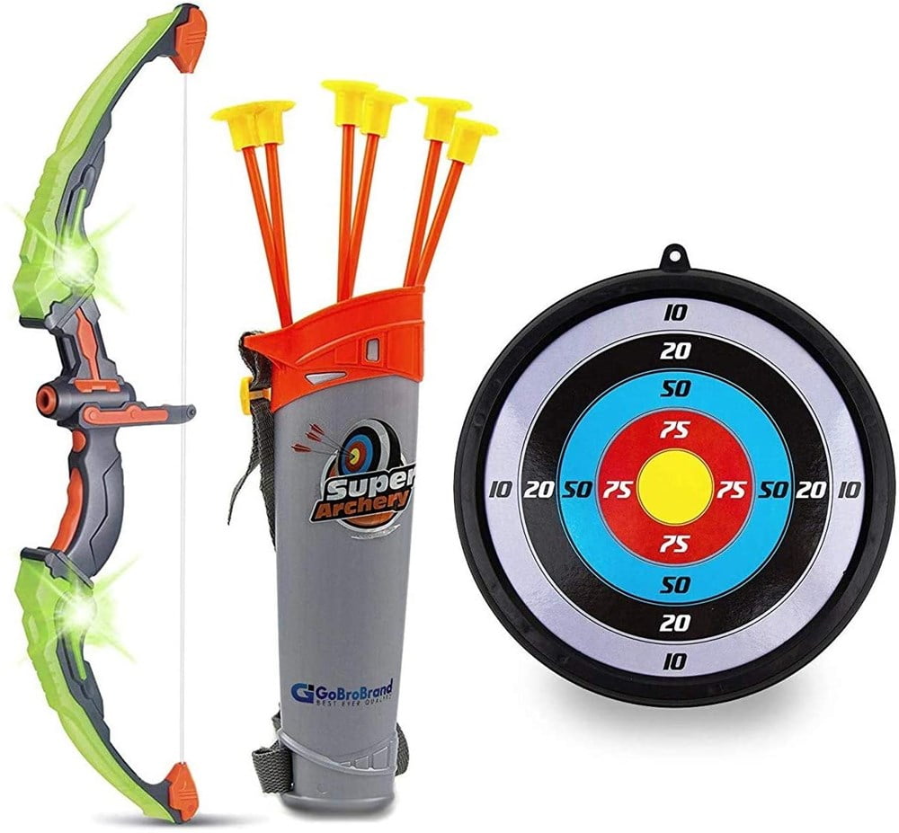 JA-RU Green Bow & Arrow Archery Set (1 Pack) 4 Suction Cup Arrows w/Arrow  Quiver Belt Holder. Kids Toys for Boys & Girls. Outdoor Hunting Games 