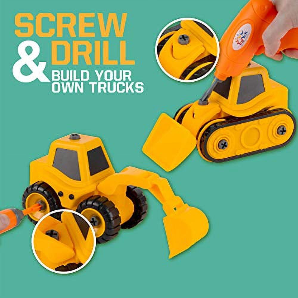 Toyvelt 16 in 3 Construction Take Apart Toys Trucks for 4 Year Old Boys