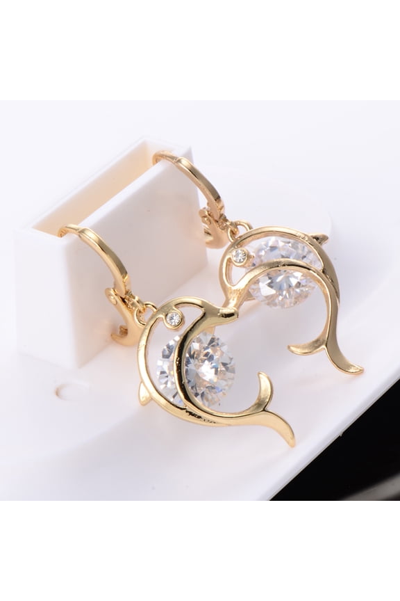 1 Pair Women Dolphin Earrings Modern Golden Alloy Unique Design for Birthday Holiday