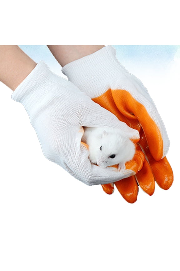 1Pair White Hamster Anti-Scratch Glove Made of Thickened Rubber for Flexible Pet Handling