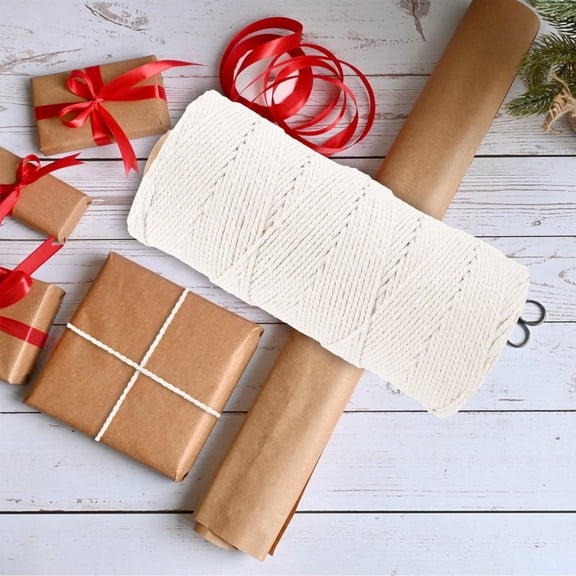 Toyvian Natural Cotton Cord for Crafts, Flexible Macrame Rope for Knitting, Weaving, Projects and Handmade Creations
