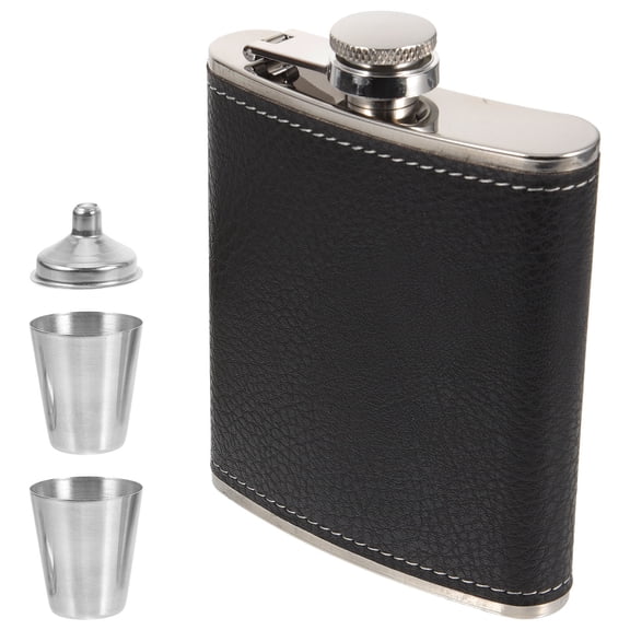Toyvian 1Set Black Stainless Steel Hip Flask Leak Proof Portable Liquor Flask for Camping