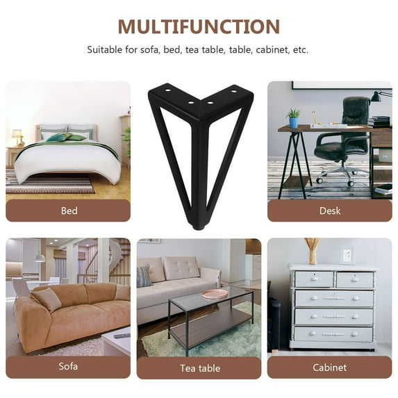 Toyvian Heavy Duty Black Metal Legs Set for Sofa, Cabinet, Coffee Table Support - Furniture Replacement