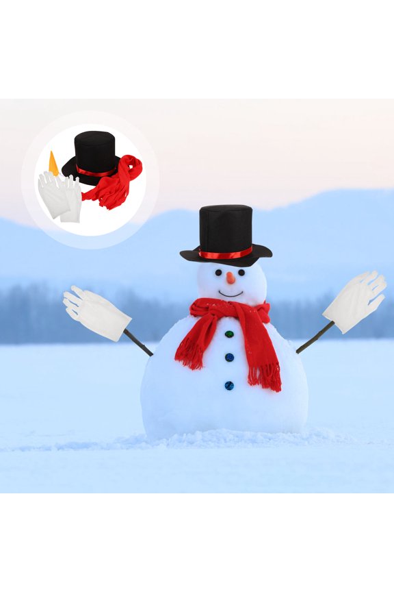 1Set DIY Christmas Snowman Kit Multi Color Snowman Hat Nose Gloves and Scarf
