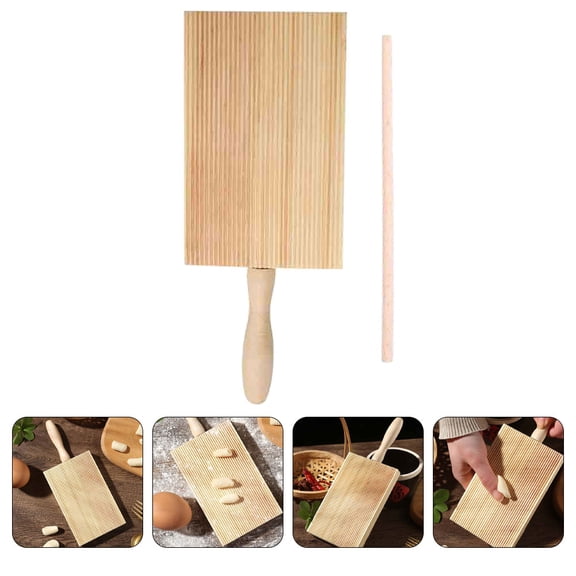 Toyvian Khaki Wooden Board and Set - Pasta Maker Kitchen Tool for Home Cooking and Dough Preparation