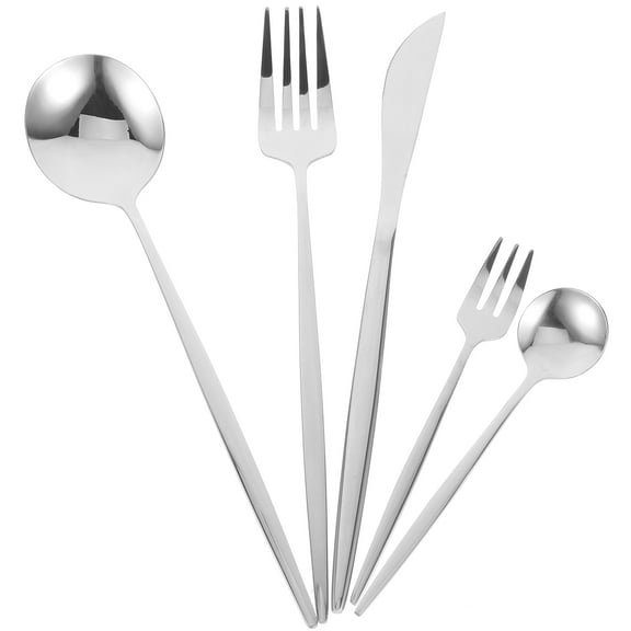 Toyvian 1 Set White Stainless Steel Cutlery Set Fork Spoon and Cutter for Steak and Party
