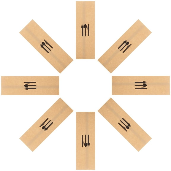 Toyvian 100Pcs Disposable Kraft Paper Cutlery Holder Bags Light Brown Tableware Pouches for Banquets