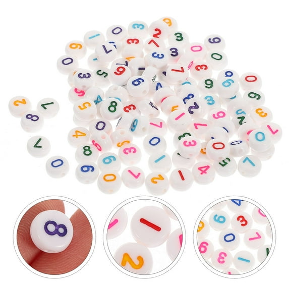 Toyvian 100 Pieces Acrylic Number Beads for Jewelry Making, Decorative Loose Beads for Handmade Crafts and Accessories