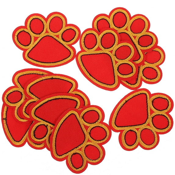 Toyvian Red Embroidered Dog Paw Patches for Clothes Jackets Bags Decor Premium Cloth