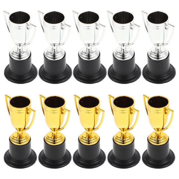 Toyvian 10Pcs Portable Plastic Trophy Props in Assorted Colors for Track Field Days and Sports