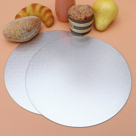 Toyvian 10Pcs Silver Round Cake Serving Base with Decorative Aluminum Foil for Parties