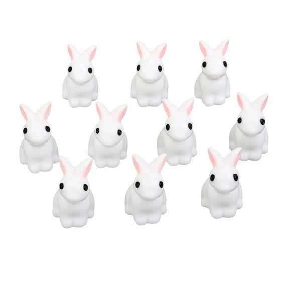 Toyvian 10pcs Little White Rabbit Ornaments Rabbit Figurine Bunny Decor Mini Bunnies For Micro Landscape