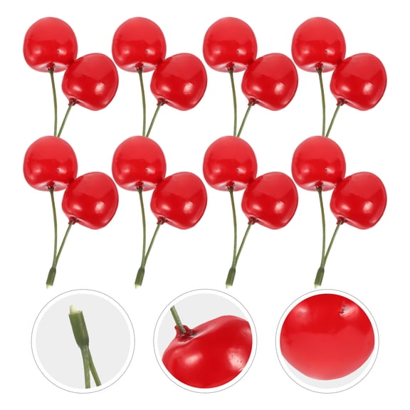 Toyvian Realistic Cherry Fruit Models Plastic Miniature Decorations for Desktop Display and Home Decoration