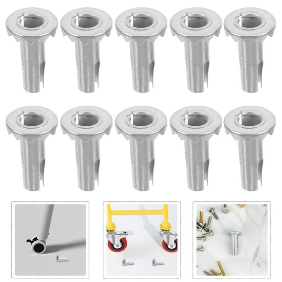 Toyvian 10Pcs Durable Metal Insert Mount Kits for Chair Leg Casters and Wheel Sockets
