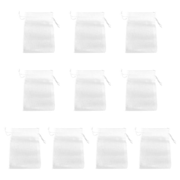 Toyvian 10Pcs White Linen Drawstring Bags Lightweight Jute Jewelry Pouch for Packing