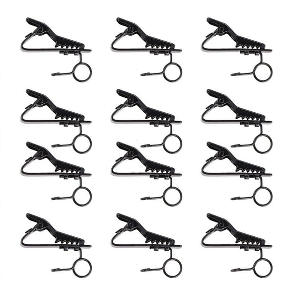 Toyvian 12Pcs Black Metal Lapel Lavalier Microphone Clips for Video Conferencing