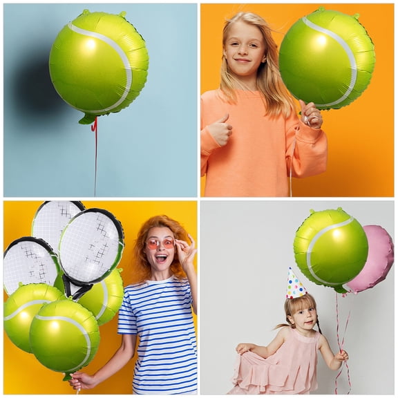 Toyvian 12Pcs Tennis Balloons with Holes for Hanging Vibrant Tennis Party Decor