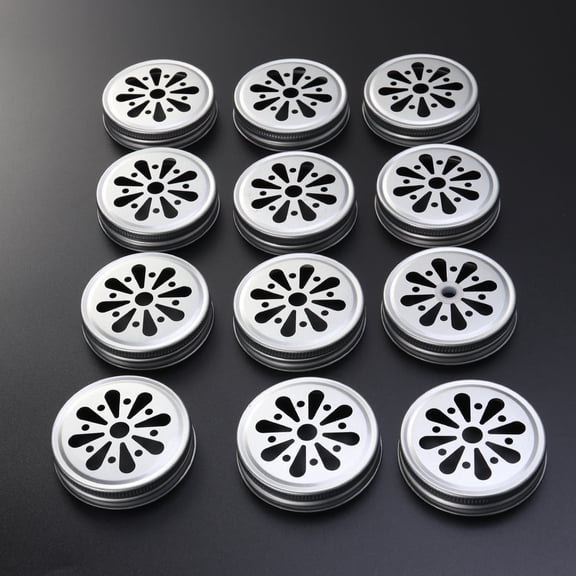 Toyvian 12Pcs Silver Metal Sealing Caps for Glass Bottles with Decorative Hole Design for Storage Use