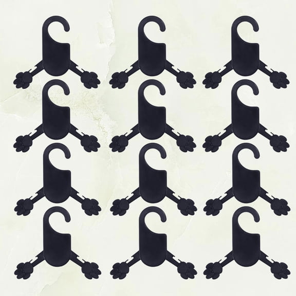 Toyvian 12Pcs Black Pet Clothes Rack with Footprint Design for Space Saving Storage