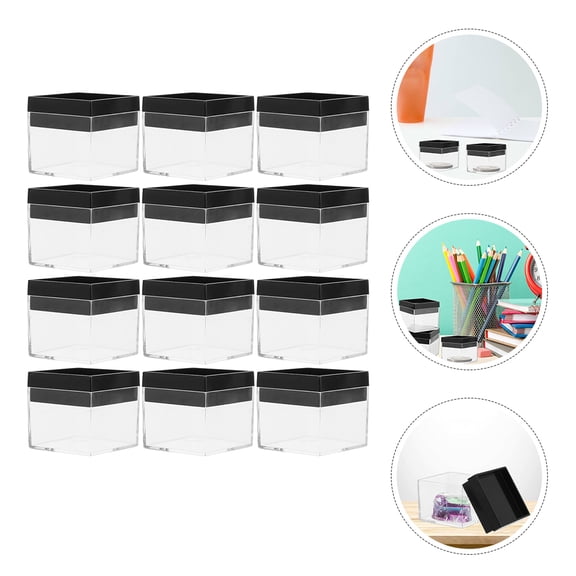 Toyvian 12Pcs Clear Mineral Specimen Display Boxes Plastic Storage Case for Craft Beads