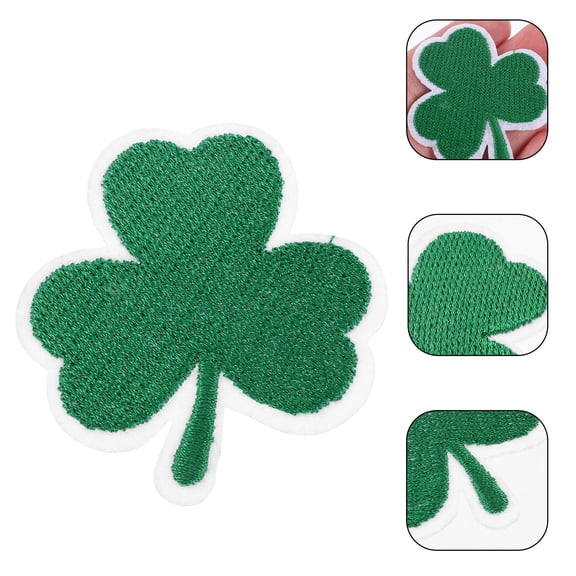 Toyvian Shamrock Applique Patches Flower Patch Green 12Pcs