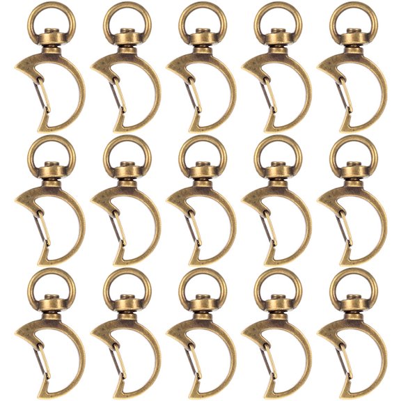 Toyvian 15Pcs Metal Clasp Hooks Bulk with Easy Open Golden Snap Hooks for Keychain and Bag Pendant