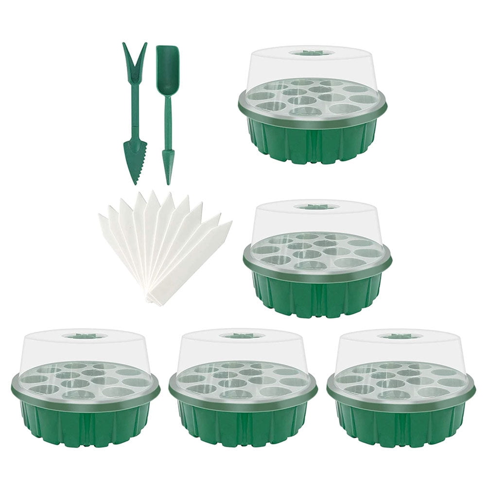 Toyvian Multi-Purpose Planting Case, Green, 13 Cells, Transparent Lid, Perfect for Seeds, 17Pcs