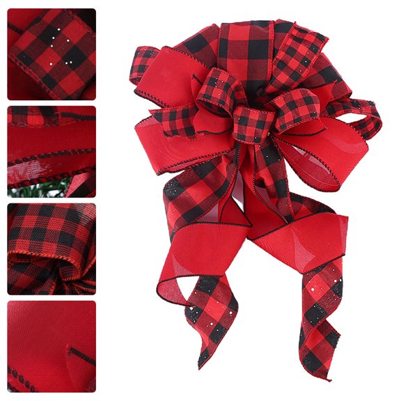 Toyvian 1-Pack Christmas Tree Topper Bow Made from Polyester Fabric for Holiday Decor and Festive Gatherings
