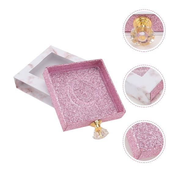 Toyvian 1Pc Portable Empty Eyelash Case Pink Glitter Lash Box Lightweight for Makeup